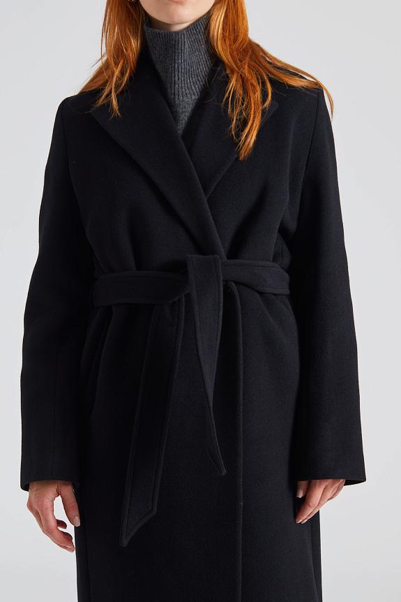 Filippa K Soft Wool Belted Coat Black