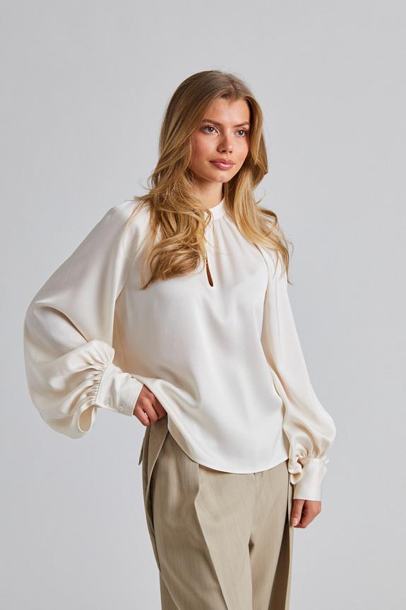 Filippa K Stand Collar Blouse Cream 