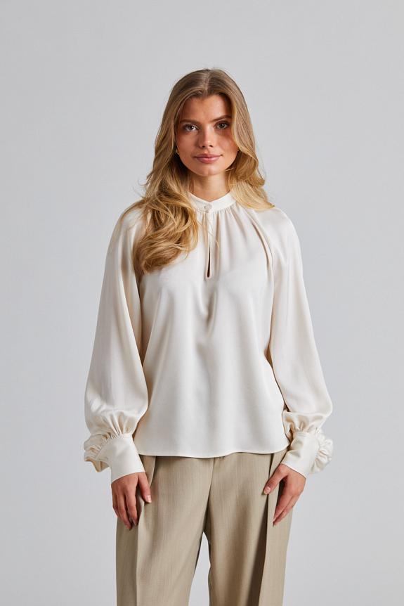 Filippa K Stand Collar Blouse Cream 