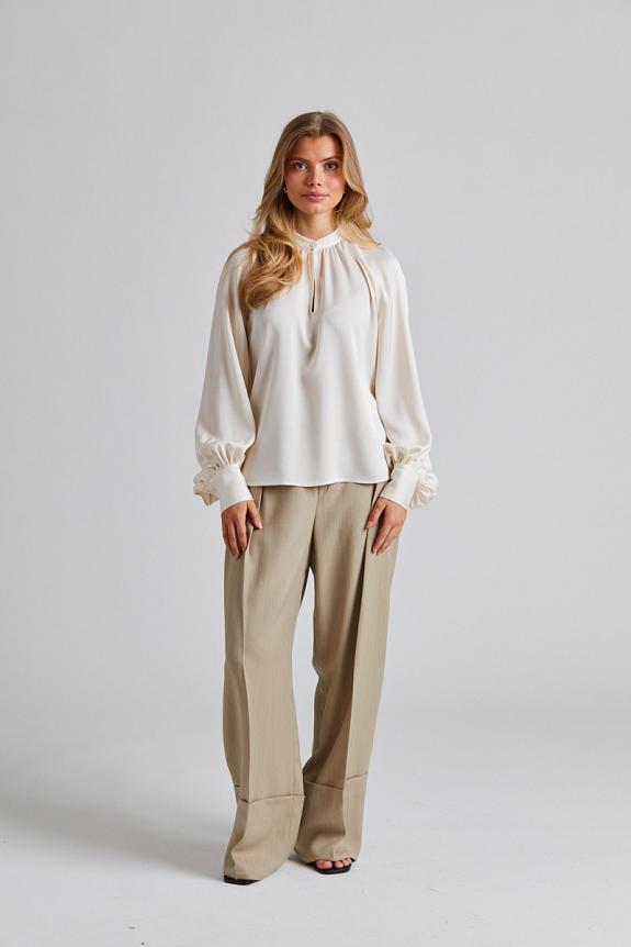 Filippa K Stand Collar Blouse Cream 