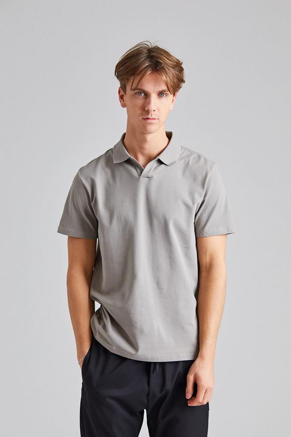 Filippa K Stretch Cotton Polo T-Shirt Dove Grey