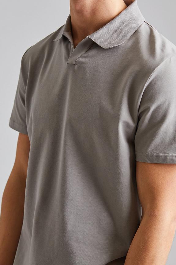 Filippa K Stretch Cotton Polo T-Shirt Dove Grey-2