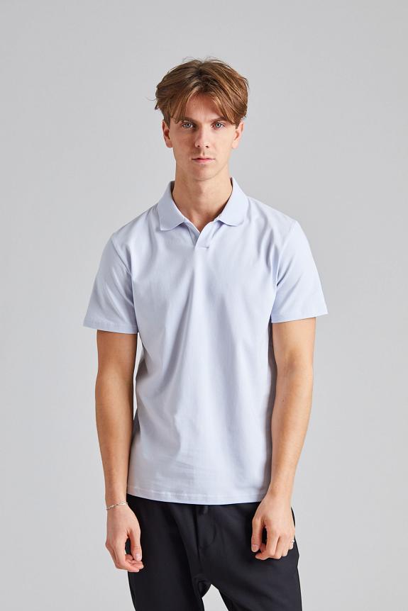 Filippa K Stretch Cotton Polo T-Shirt Ice Blue