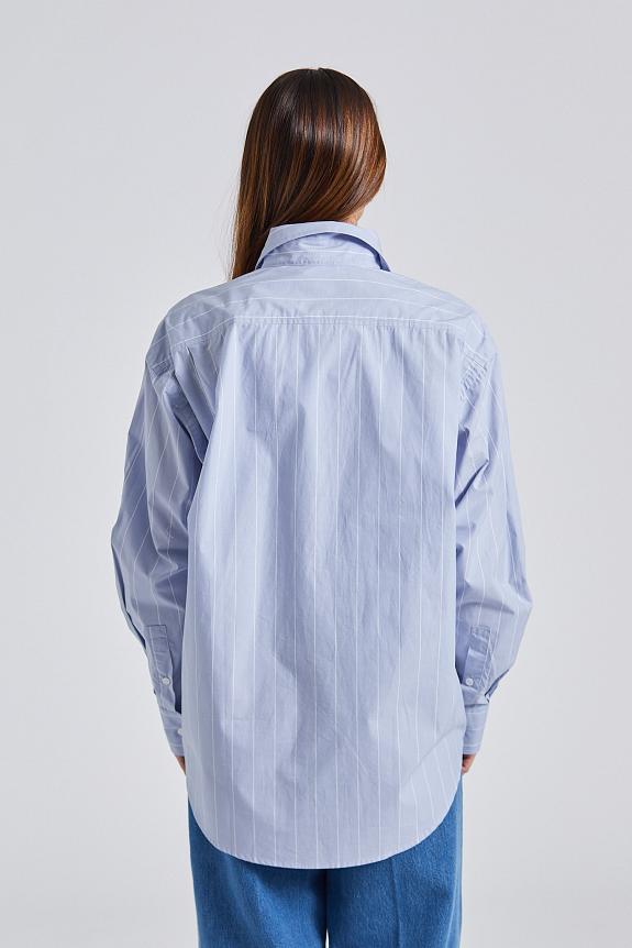 Filippa K Stripe Poplin Shirt Faded Blue White