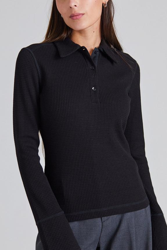 Filippa K Waffle Polo Shirt Black 