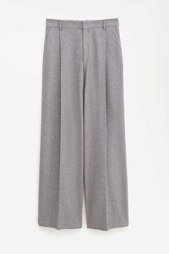 Filippa K Wide Pleated Flannel Trousers Driftwood