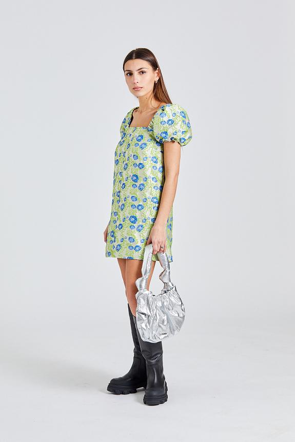 Ganni 3D Jacquard Mini Dress Oyster Gray-1