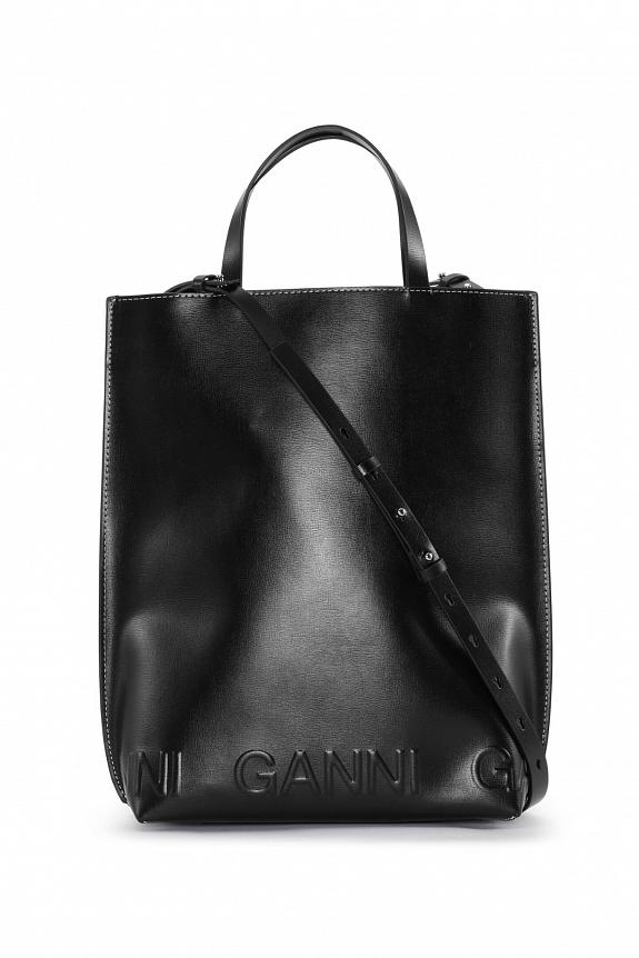 Ganni Banner Medium Tote Black