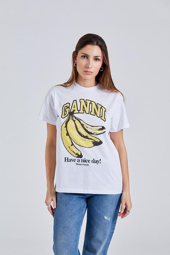 Ganni Basic Jersey Banana Relaxed T-Shirt Bright White