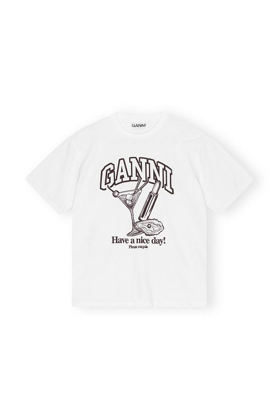 Ganni Future Heavy Jersey Cocktail T-Shirt Bright White