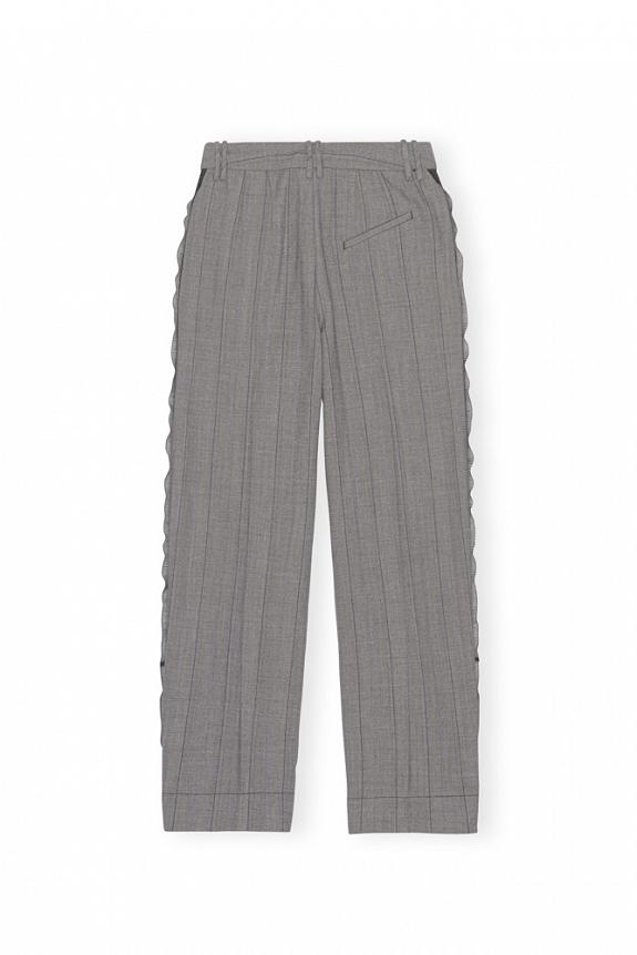 Ganni Herringbone Suiting Relaxed Pleated Pants Frost Gray-3