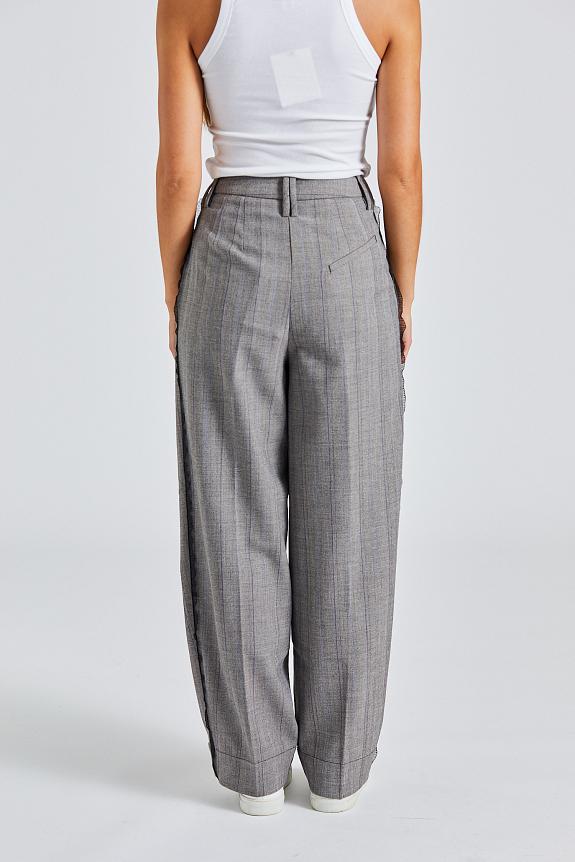 Ganni Herringbone Suiting Relaxed Pleated Pants Frost Gray-1