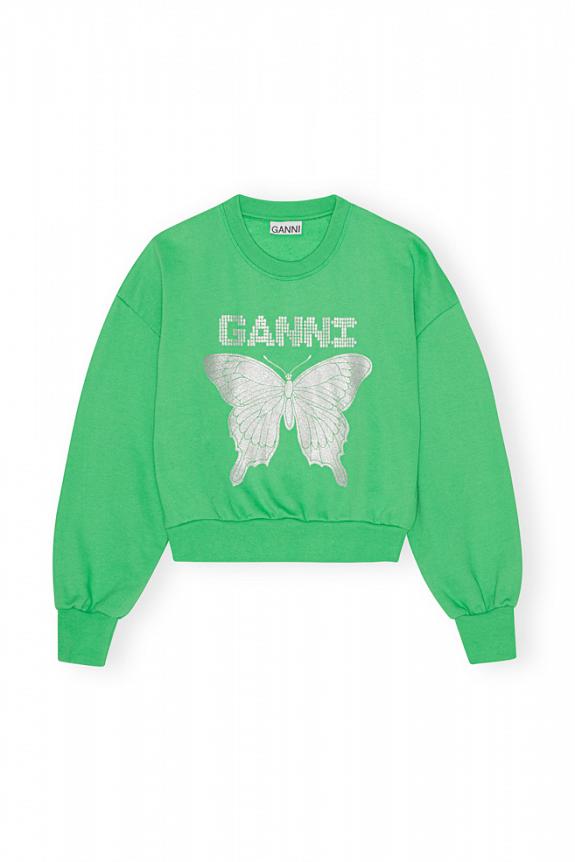 Ganni Isoli Butterfly Dark Sweatshirt Kelly Green-4
