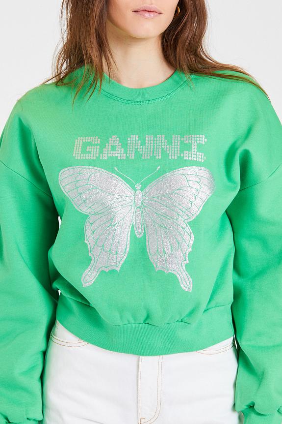 Ganni Isoli Butterfly Dark Sweatshirt Kelly Green-1