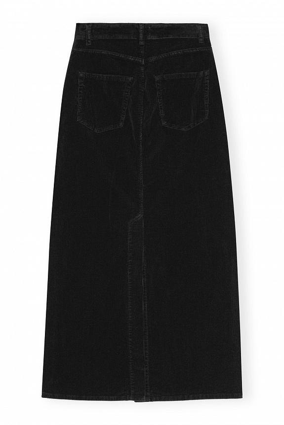 Ganni Washed Corduroy Long Skirt Black 5