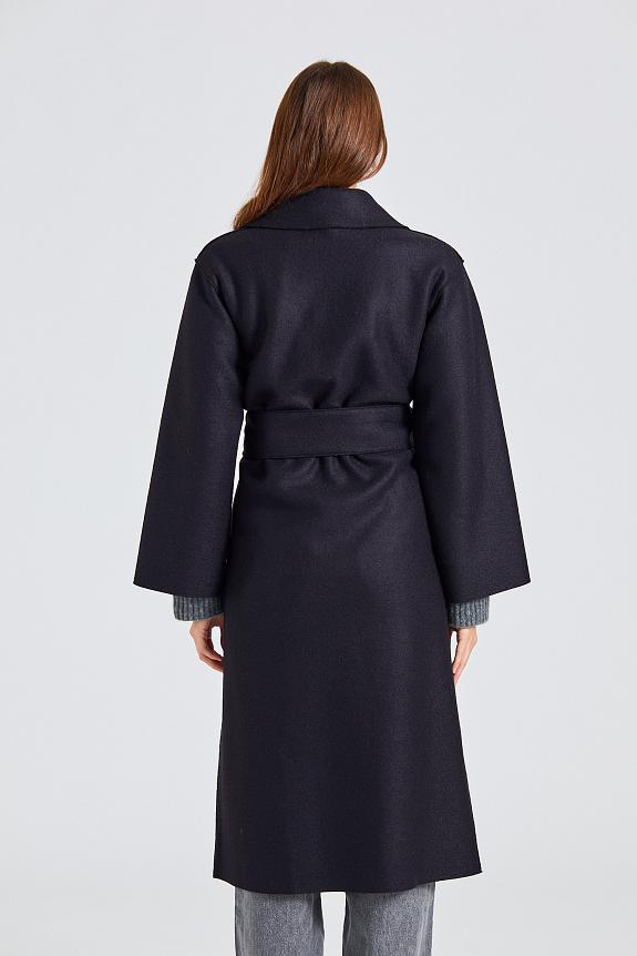 Harris Wharf London Women Belted Clutch Coat Pressed Wool Black