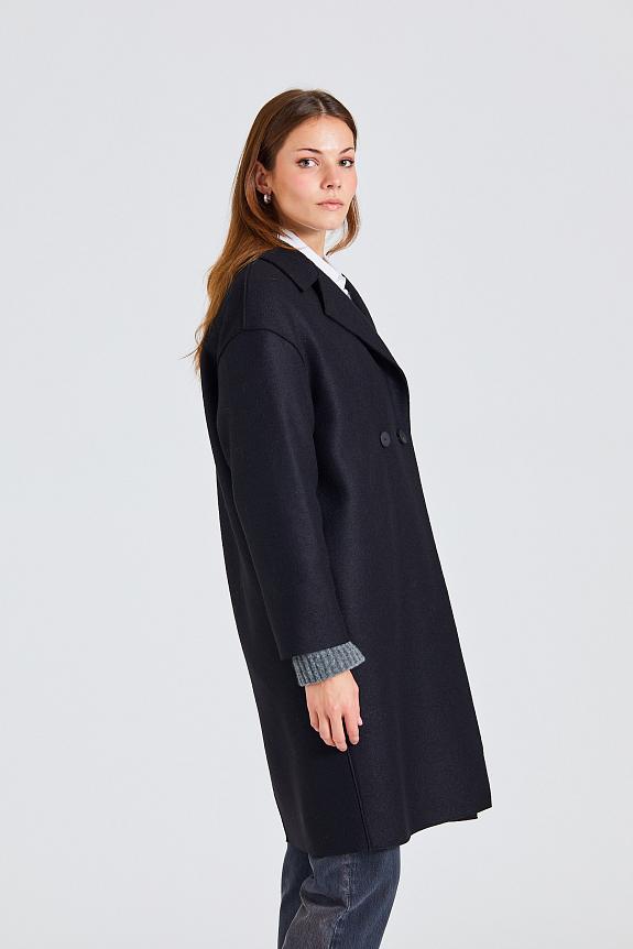Harris Wharf London Women Dropped Shoulder D.B. Coat Pressed Wool Black