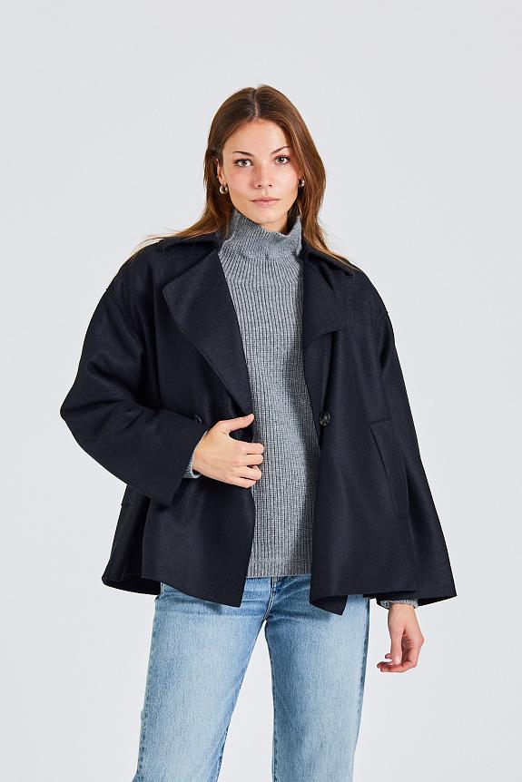 Harris Wharf London Women Oversized Jacket Light Pressed Wool Black-1