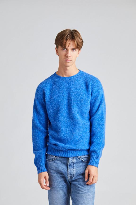 Harley of Scotland Shaggy Brush Lambswool Sweater Blue Toon