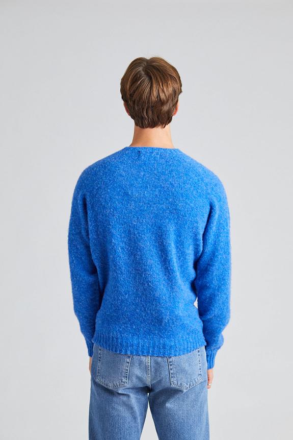 Harley of Scotland Shaggy Brush Lambswool Sweater Blue Toon-3