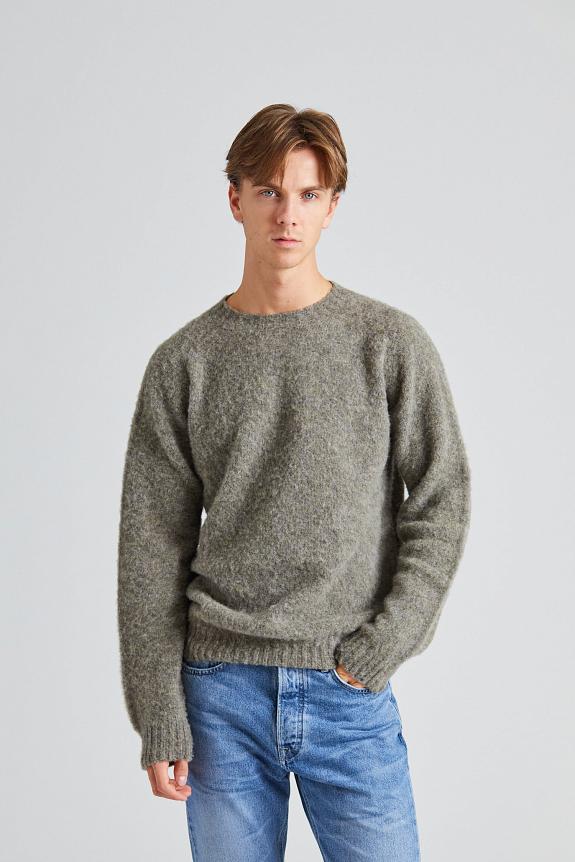 Harley of Scotland Shaggy Brush Lambswool Sweater Oyster