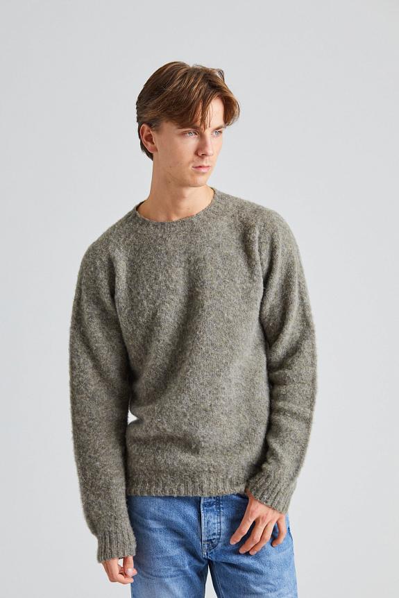 Harley of Scotland Shaggy Brush Lambswool Sweater Oyster-3