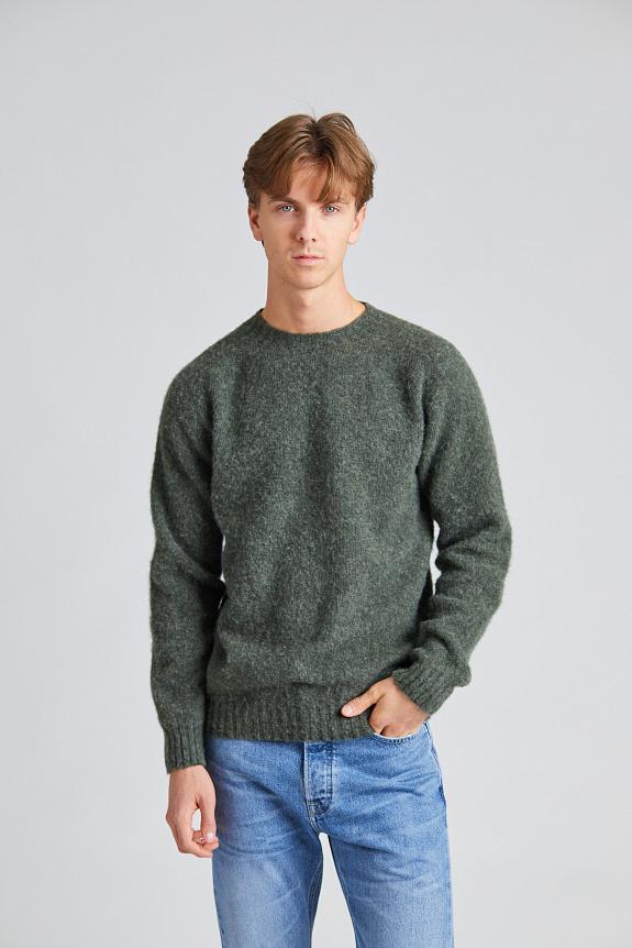 Harley of Scotland Shaggy Brush Lambswool Sweater Spruce-6