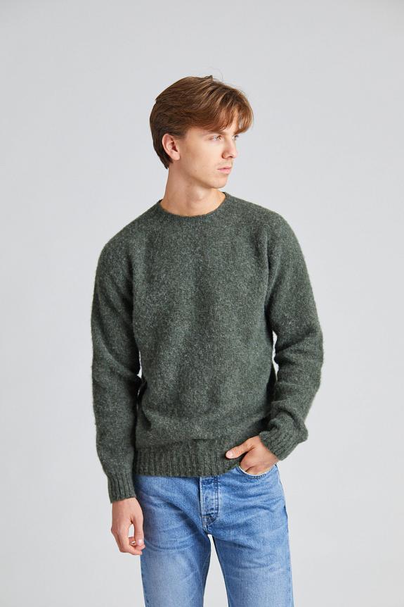 Harley of Scotland Shaggy Brush Lambswool Sweater Spruce