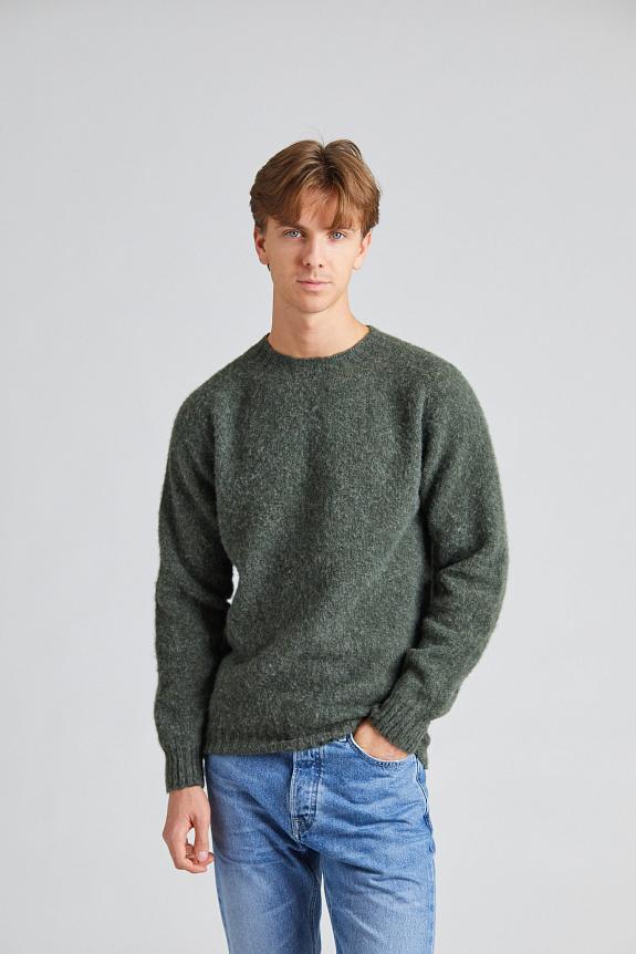 Harley of Scotland Shaggy Brush Lambswool Sweater Spruce-2