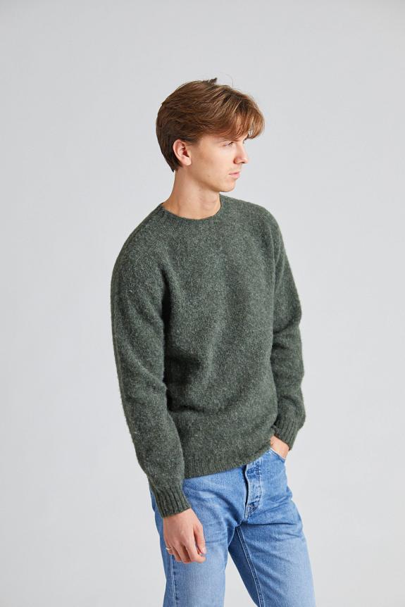 Harley of Scotland Shaggy Brush Lambswool Sweater Spruce-3