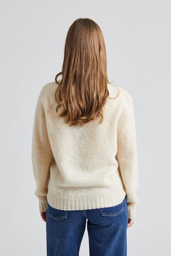 Harley of Scotland W Shaggy Brush Lambswool Sweater Cream