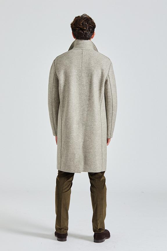 Harris Wharf Men Mac Coat Pressed Wool Natural Casha