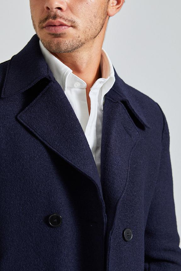 Harris Wharf London Men Peacoat Boiled Wool Navy Blue-5