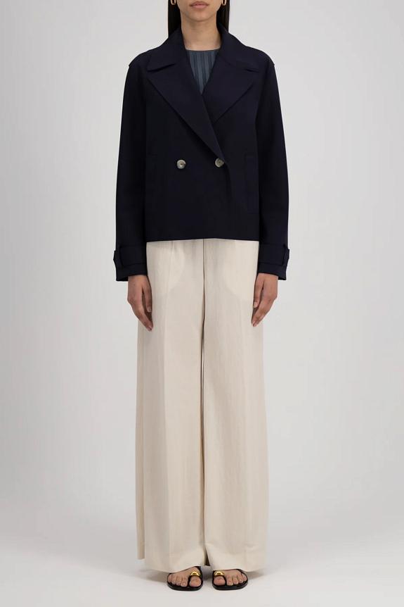 Harris Wharf Women Cropped Peacoat Scuba Navy Blue 4