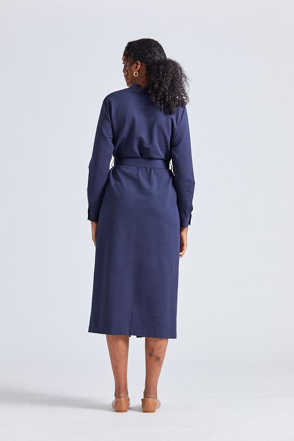 Harris Wharf London Women Long Belted Shirt Dress Dark Blue-2