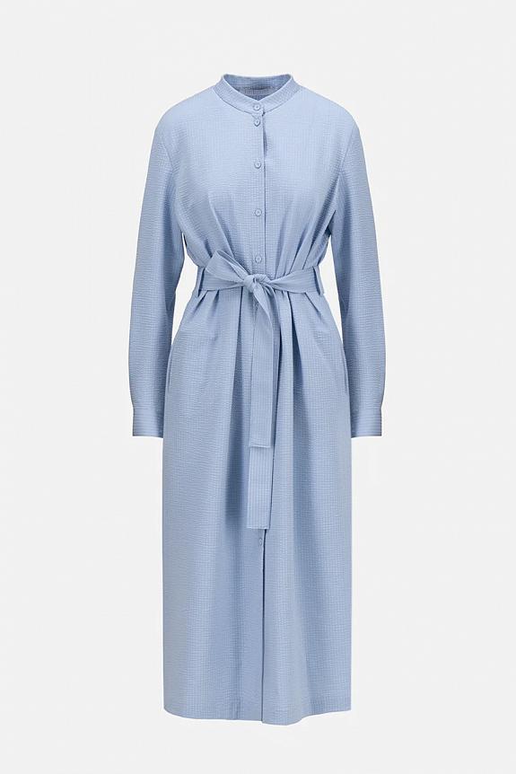 Harris Wharf London Women Long Belted Shirt Dress Light Blue-4