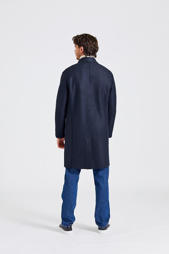 Harris Wharf London Men Mac Coat Pressed Wool Dark Blue-2