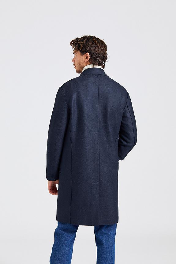 Harris Wharf London Men Mac Coat Pressed Wool Dark Blue-6