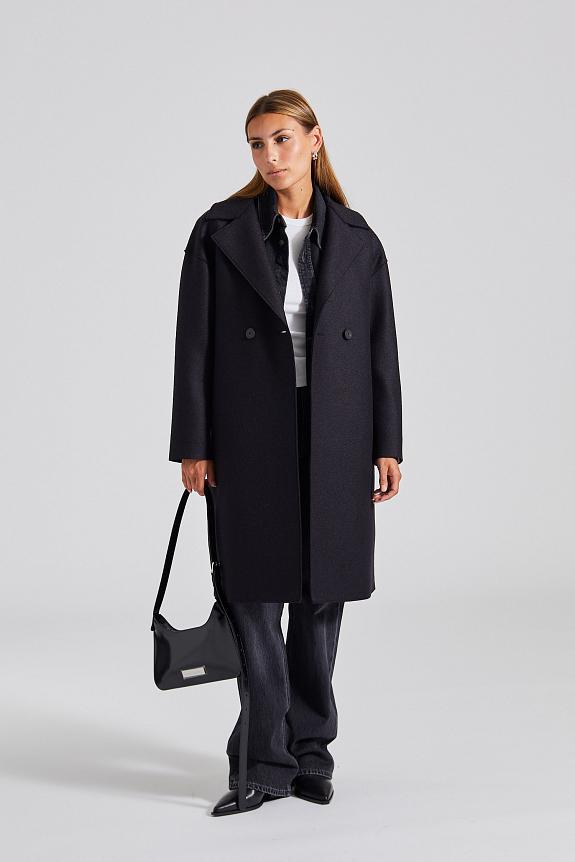 Harris Wharf London Women Dropped Shoulder D.B. Coat Pressed Wool Black