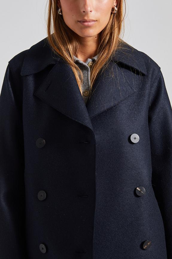 Harris Wharf London Women Long Peacoat P Wool Dark Blue