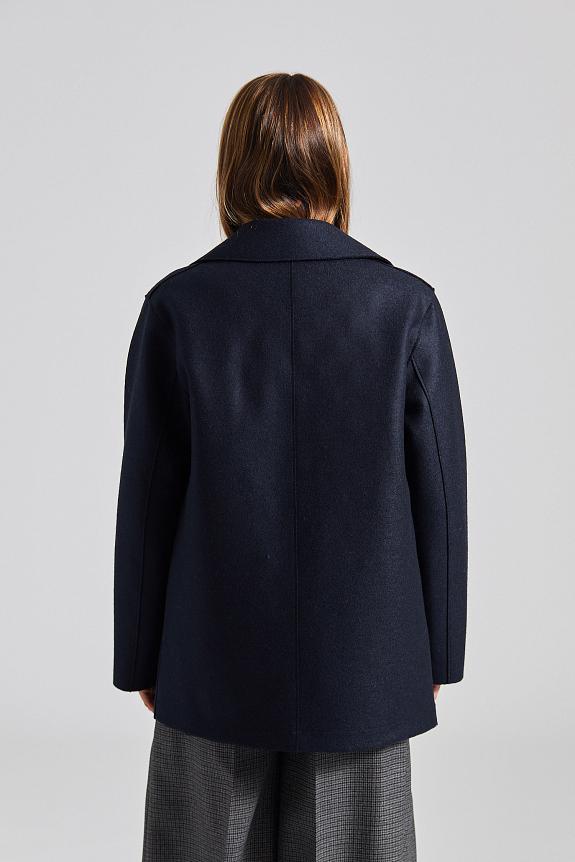 Harris Wharf London Women Long Peacoat P Wool Dark Blue