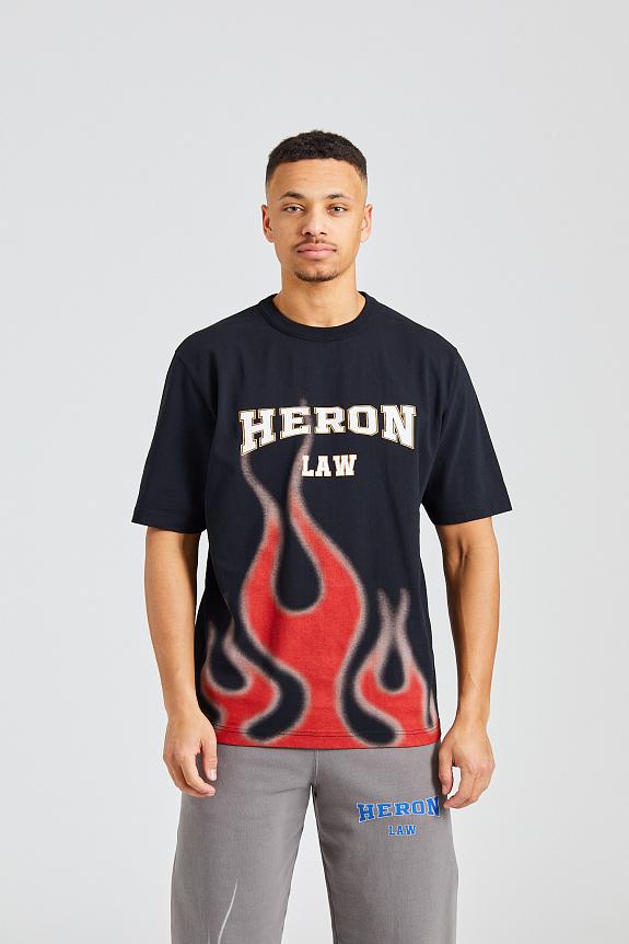 HERON PRESTON Heron Law Flames SS Tee Black red