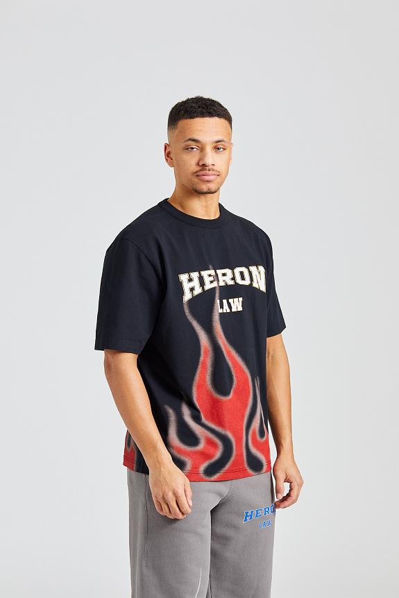 HERON PRESTON Heron Law Flames SS Tee Black red-2