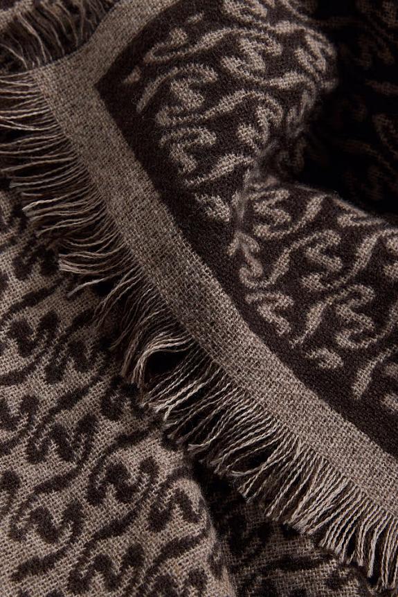 Holzweiler Fine Wool Scarf Monogram Brown Mix-1