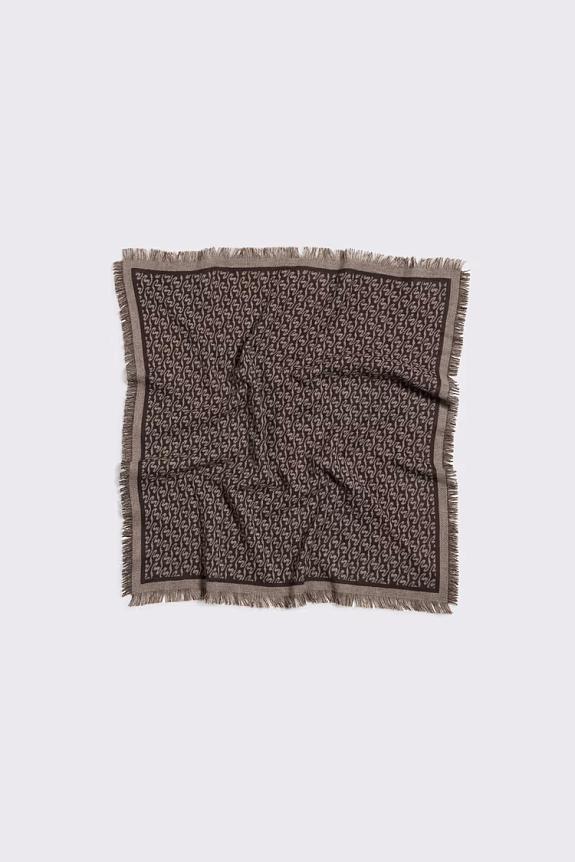 Holzweiler Fine Wool Scarf Monogram Brown Mix