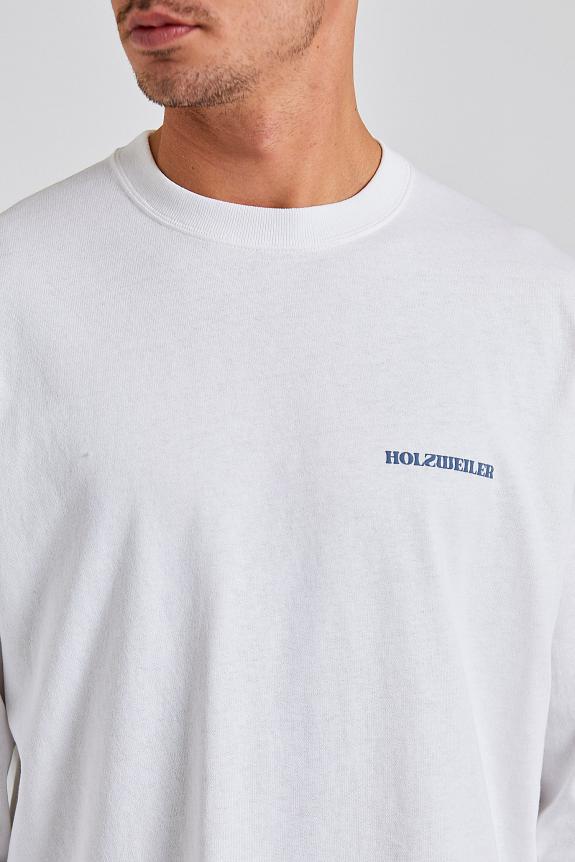 Holzweiler Ranger Logos Long Sleeve White med print på ryggen og logo på brystet