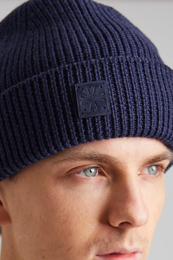 Jacob Cohën Patch Logo Wool Beanie Navy-2