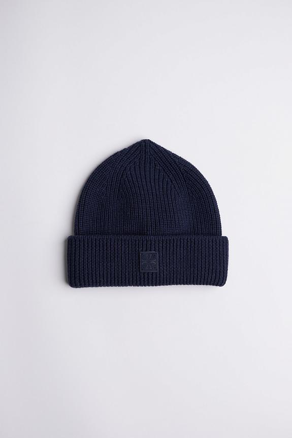 Jacob Cohën Patch Logo Wool Beanie Navy