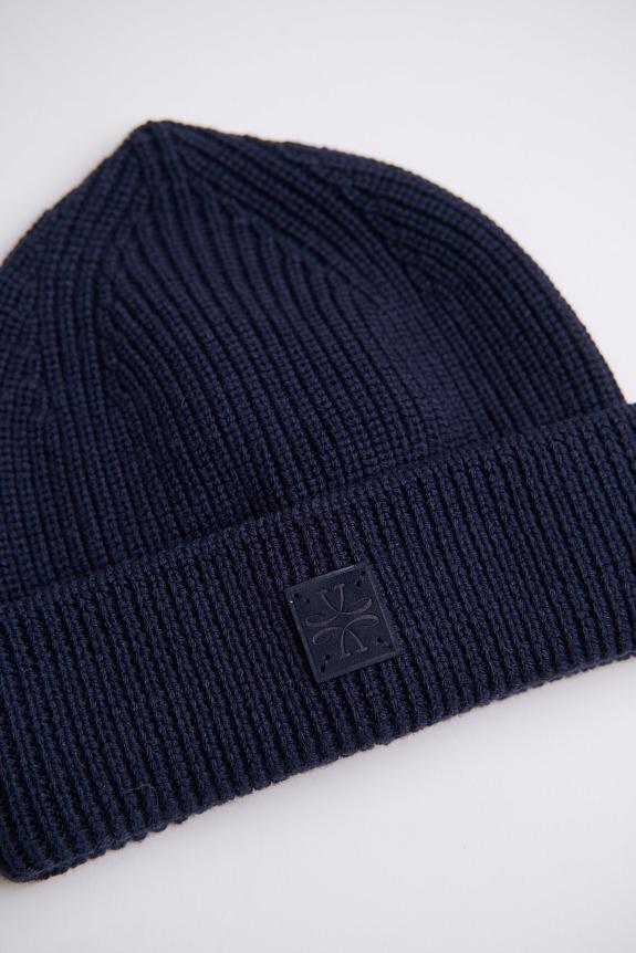 Jacob Cohën Patch Logo Wool Beanie Navy-3