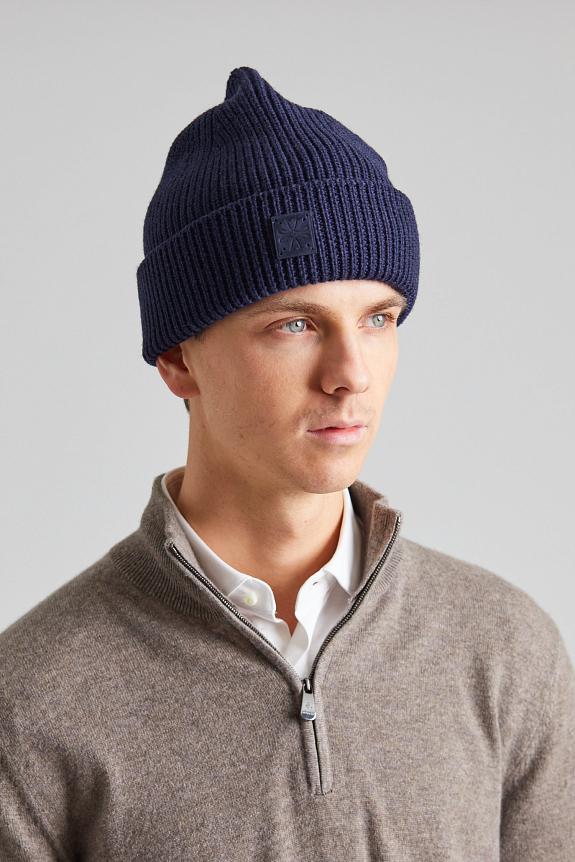 Jacob Cohën Patch Logo Wool Beanie Navy-1